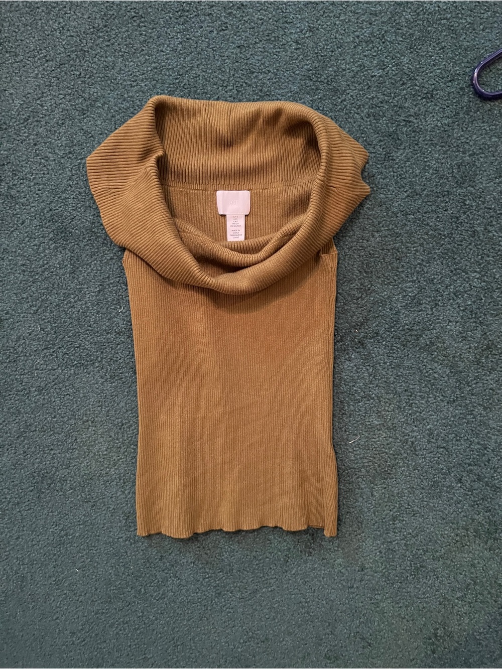 Cowl Neck Ribbed Knit Sweater - olive green!